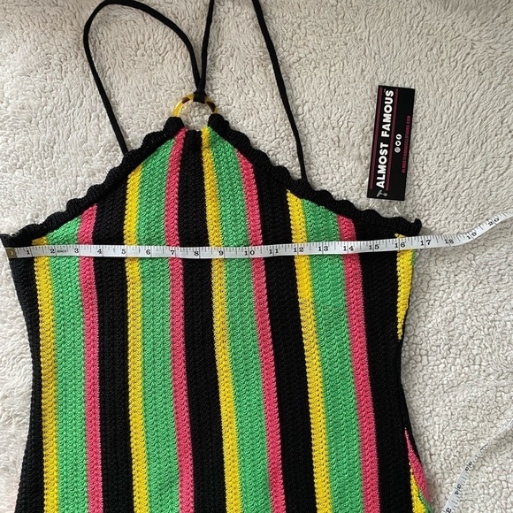 NWT-Almost Famous Juniors' Almost Striped Halter Mini Dress, Size: XL - Picture 5 of 11